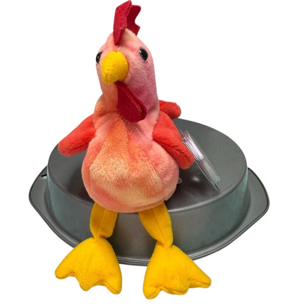 Vintage Rare Retired Ty Beanie Baby Doodle The Rooster Tag Error No Star PVC NEW